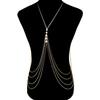 Fashion Exaggerated Multi-layer Fringed Pearl Body Chain, Sexy Metal Chain Waist Chain Chest Chain, European and American Jewelry