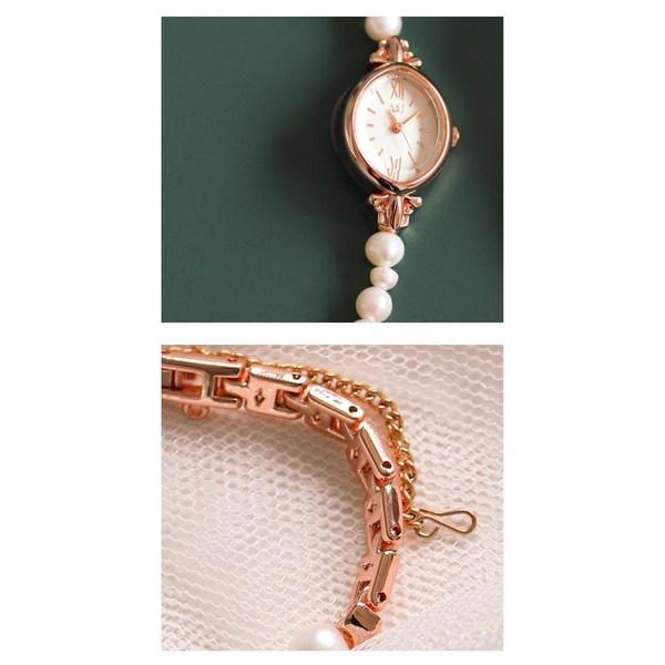 AKIPANDA Pearl Bracelet Women's Rose Gold Pearl Waterproof Wristwatch