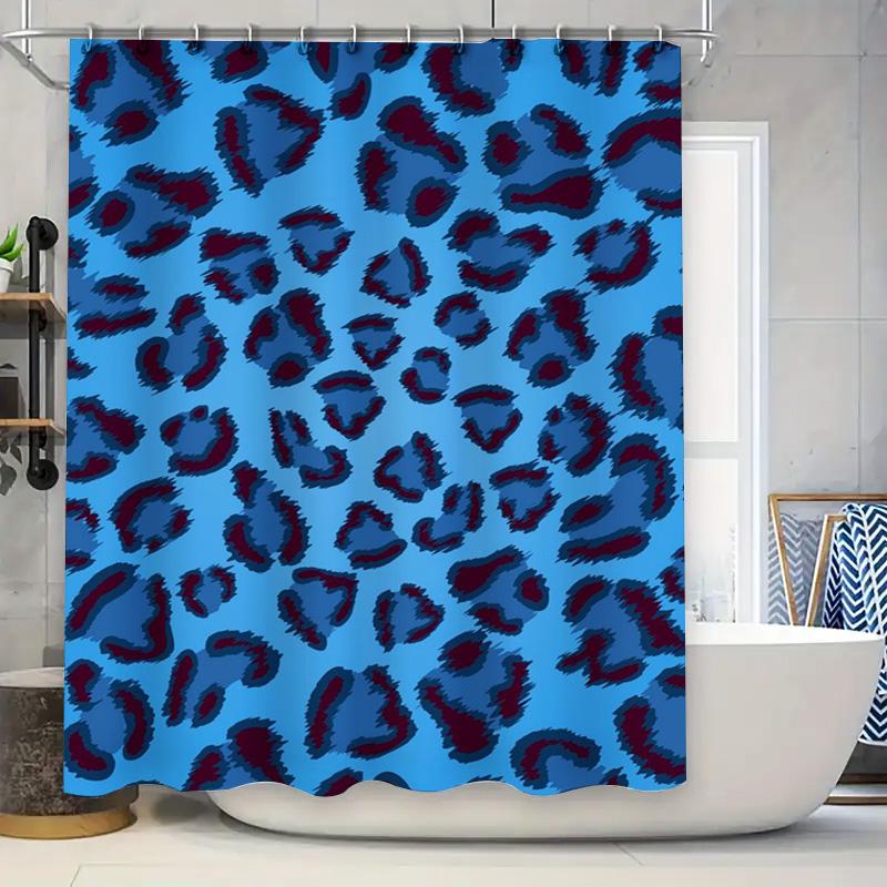 

Leopard Print Shower Curtain Waterproof Polyester Bath Decor Blue Red Animal Pattern Home Decoration Bathroom Accessories Size C W60H190(CM)-1 Pcs