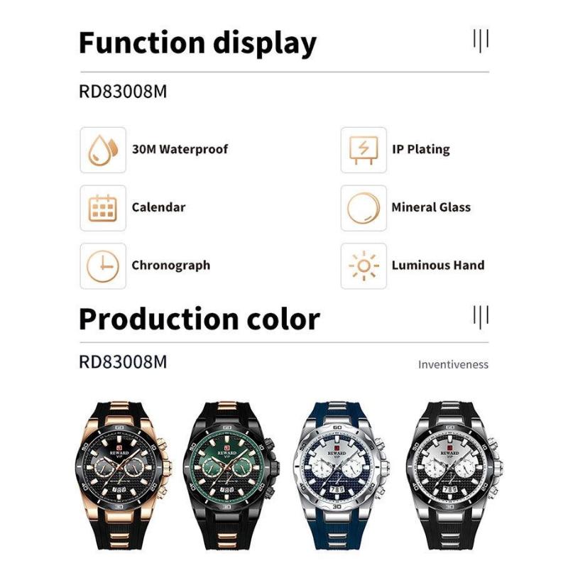 Chronograph Quartz Watch for Men Luxury Big Dial Military Sport Wristwatch Waterproof Silicone Strap Male Clock