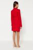Women's Dress New Season Fashion Red Belted Button Detailed Mini Jacket Woven Dress