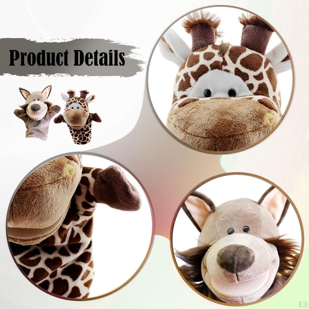 2 Pieces Animal Hand Puppet Plush Soft Toy Educational Stuffed Storytelling Puppets for Game