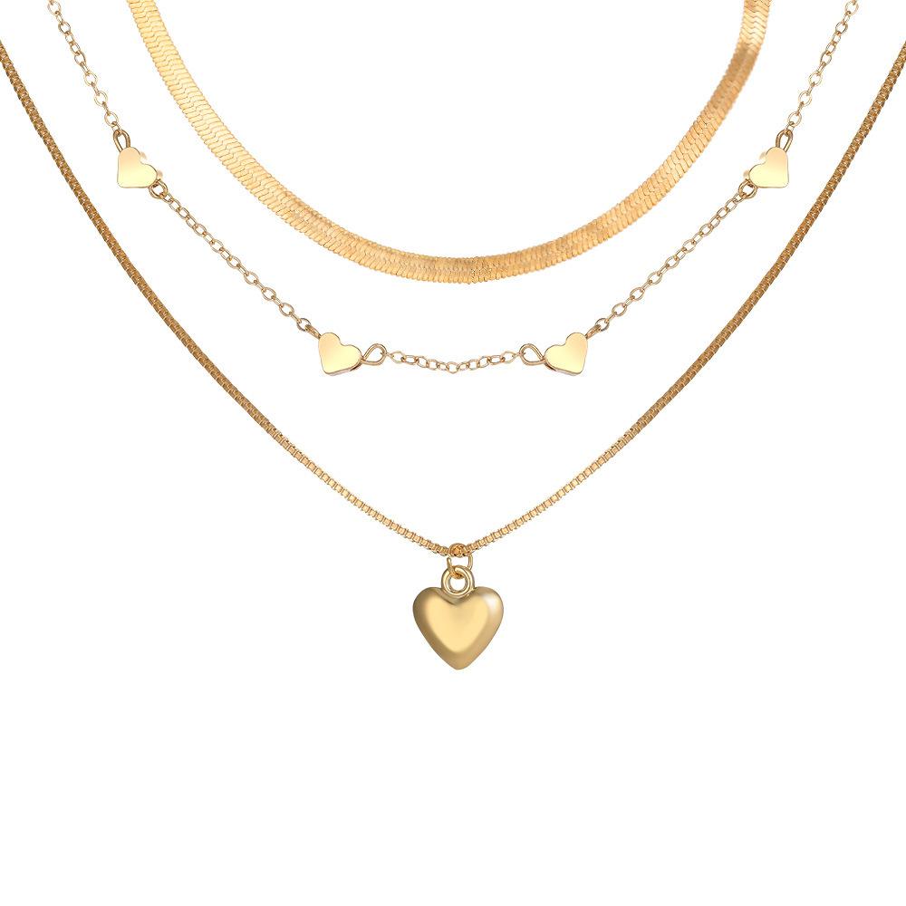 Hot-selling layered love necklace design necklace stacked collarbone chain high-end light luxury snake bone chain