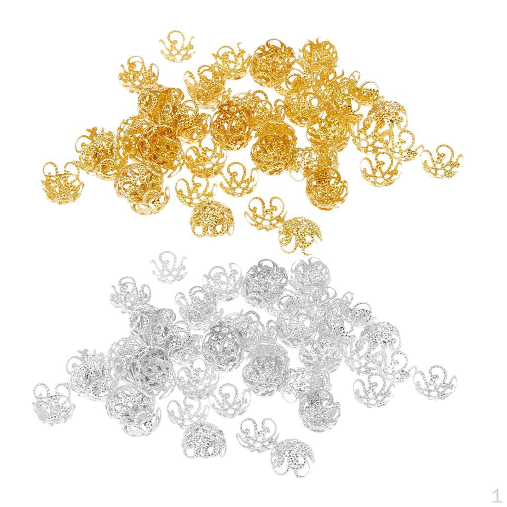 200 Piece Alloy Filigree Flower Bead Caps Jewelry Findings 10mm