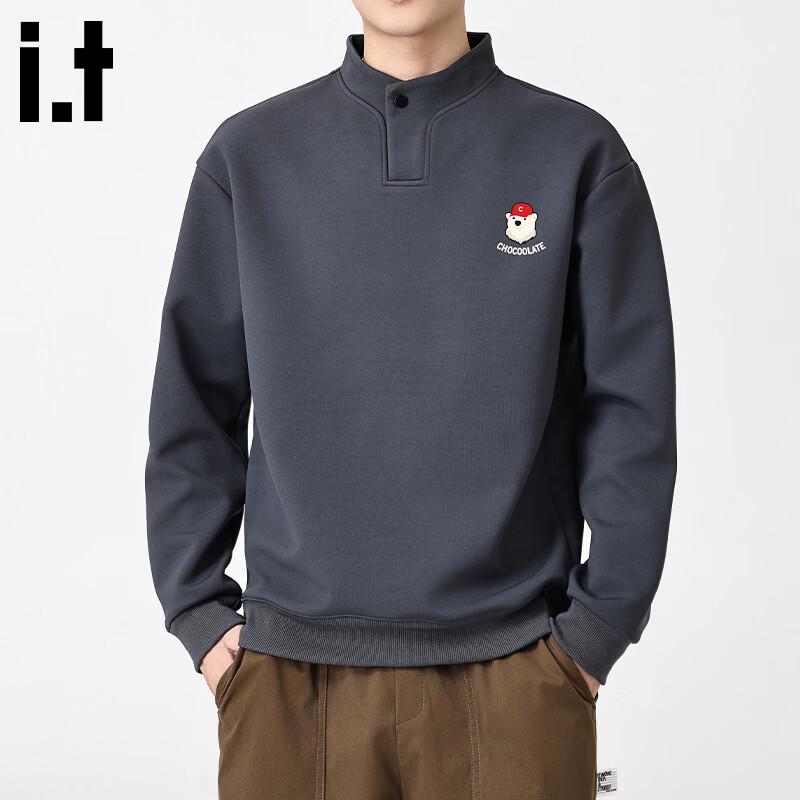 CHOCOOLATE Men s Retro Stand-Collar Loose Sweatshirt 2XL