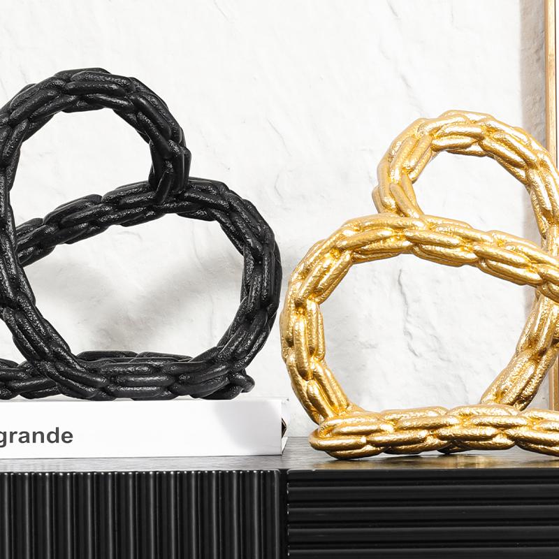 Resin Handicrafts Golden Knot Chain Ring Ornament Geometric Winding Decorative Figurines Home Decoration Accessories