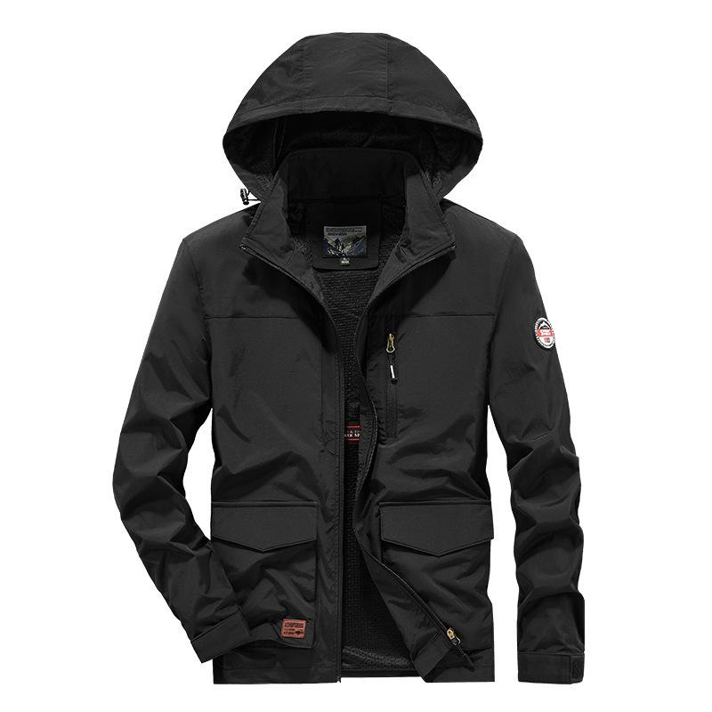 

Male Middle-aged Mountain Camping Casual Jacket Functional Outdoor Multi-pocket Jacket Waterproof Jacket 5XL чорний