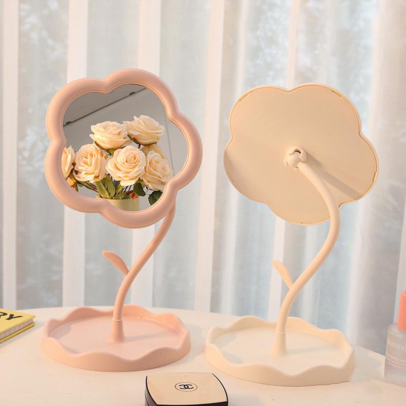 Desktop Portable Flower Mirror: Creative High-Value Makeup Mirror for Dorm, Bedroom, or Dressing Table