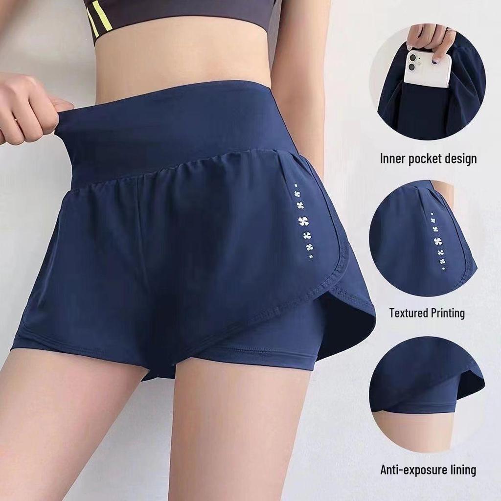 Women's Quick-Dry Yoga Pants with Built-In Shorts - Anti-Exposure, Summer Fitness, Running Training, 3/4 Length