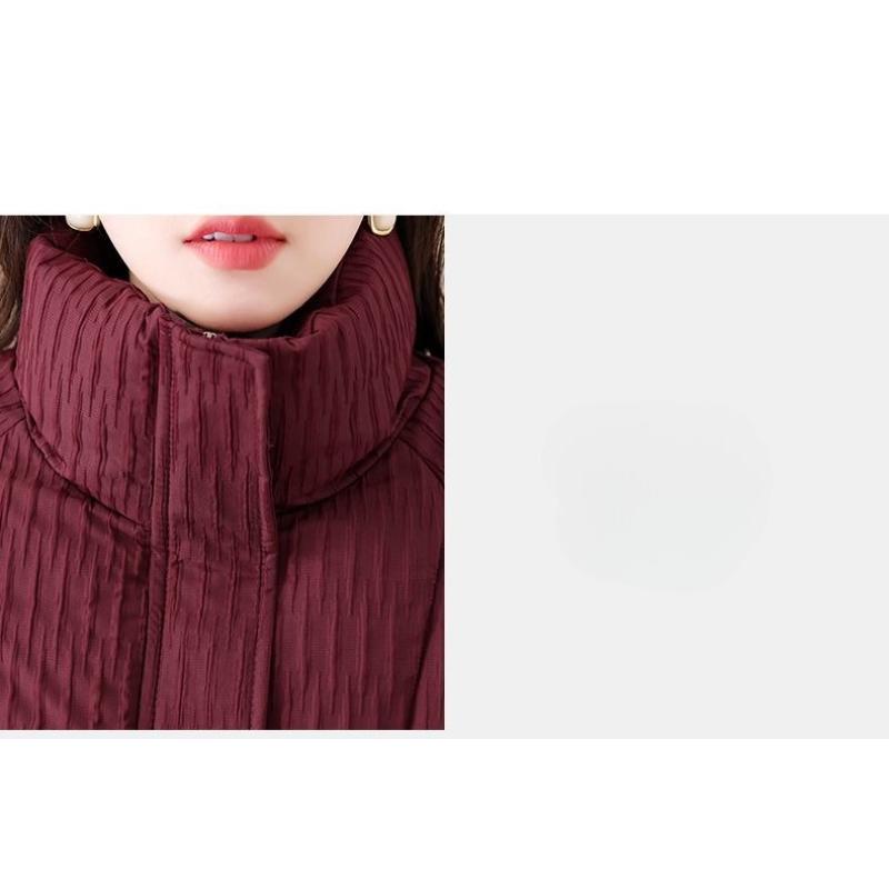 Fashionable Winter Womens Down Cotton Jacket Stand Collar Warm Windproof Loose Fit Coat
