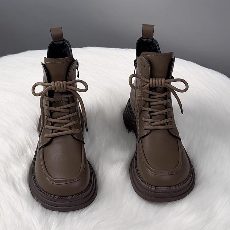 

Осень Зима Женские Мотоботы Популярные Плюшевые Теплые Высокие Короткие Ботинки Уличные Водонепроницаемые Ботильоны на Платформе Женская Обувь 35 коричневый