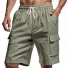 Mens Multi Pocket Drawstring Waist Cargo Casual Shorts