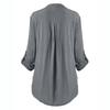 Women Ladies Large Size Button Lace V Neck Long Sleeve Shirt Blous