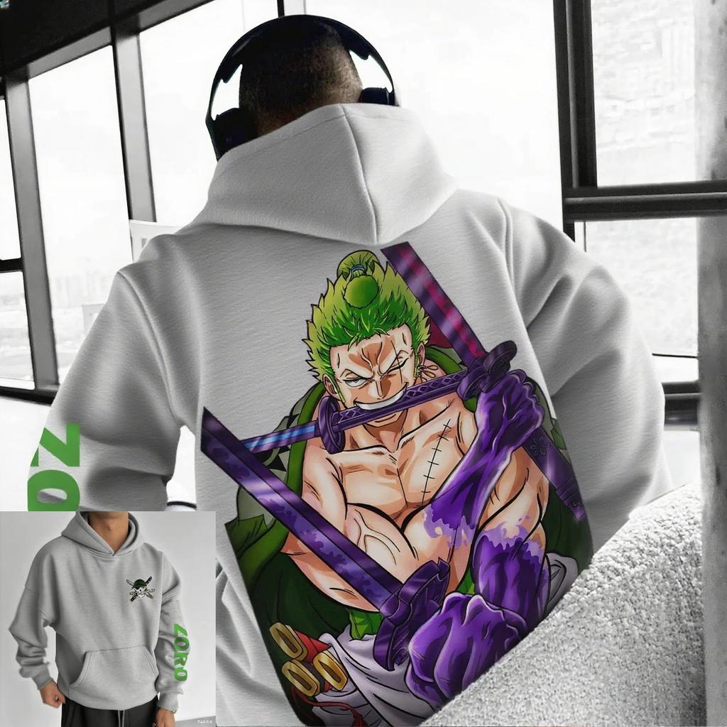 Spring Autumn Fashion One Piece Zoro Anime Hoodie Men Women Pullover Sweatshirt Cotton Streetwear Casual Graphic Hooded Sweater