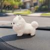 Durable 3D Print Dog Printing Ornament White Matte Texture Fluffy Figurine Figurine Mini Size Statue for Home Office Desk Decoration Healing Animal