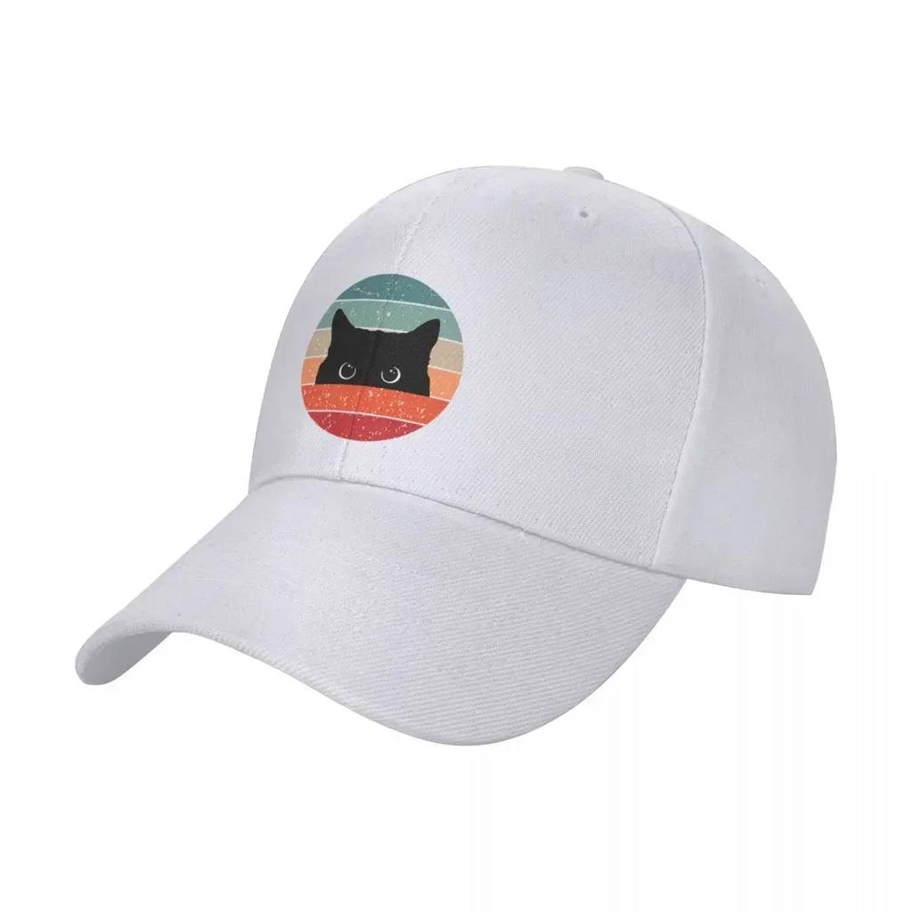 Black Cat Peeking Vintage Baseball Cap Sunhat Fashion Beach western Hat funny hat Women Caps Men's