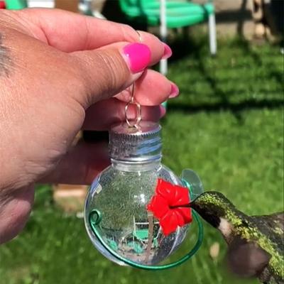 Plastic Hummingbird Hanging Feeder Clearly Bulb Shape Garden Yard Birds Feeders Hummingbird Water Drinking Supplies
