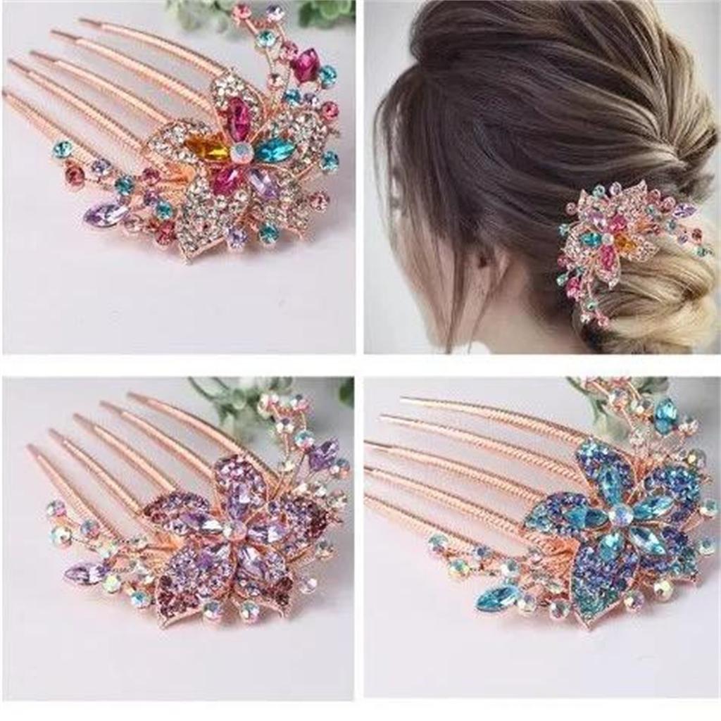 Stop Diamentowy Grzebień do Włosów Pięciozębny Grzebień Klips do Włosów Kucyk Widelczyk do Włosów