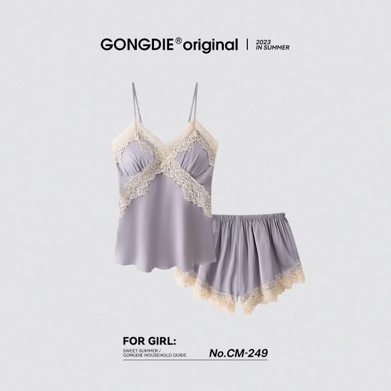 Women s Cooling Lace Camisole Pajama Set L