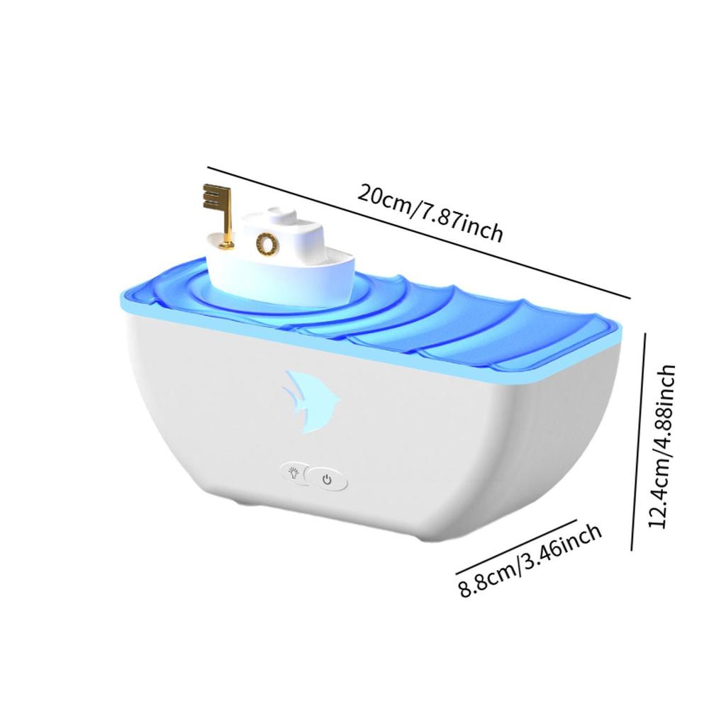 Aromadiffusor, 300 ml, 7 Farblichter, wechselnder, geräuschloser Diffusor für ätherische Öle in Bootsform, Luftverteiler für Mama, SPA, Yoga, Homeoffice