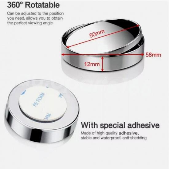 2Pcs Blind Spot Mirrors Round HD Glass Convex Side Car Rear View Mirror