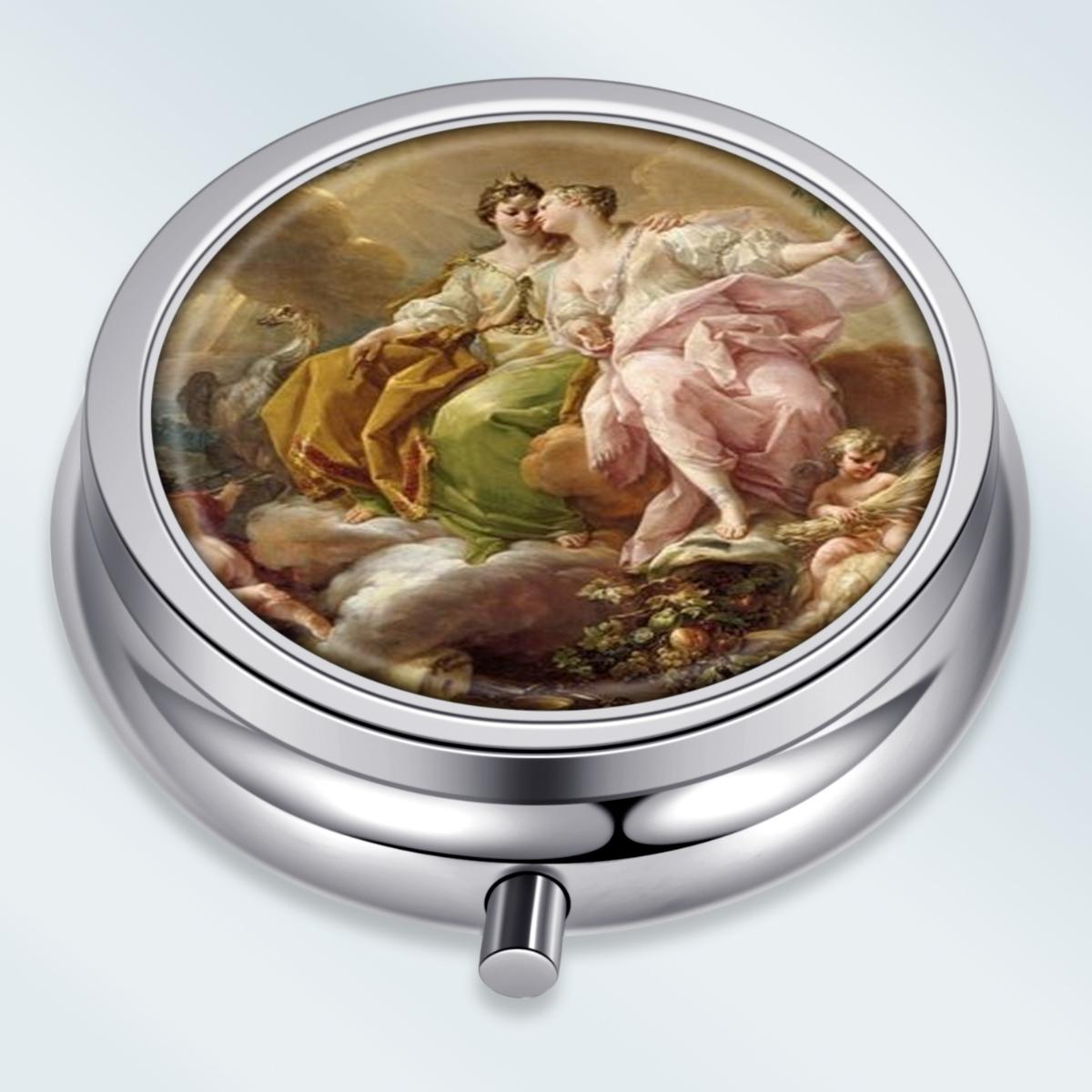 

Portable Pill Box with 3 Compartments, Mini Metal Medicine Organizer Case, Cute Printed Pill Container for Vitamins, Pills, Jewelry, Travel, Daily Use разноцветный