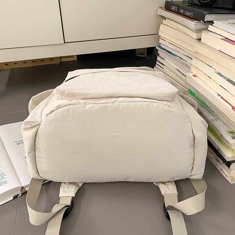 Solid Color Backpack Student Schoolbag Water-repellent Commuter Backpack