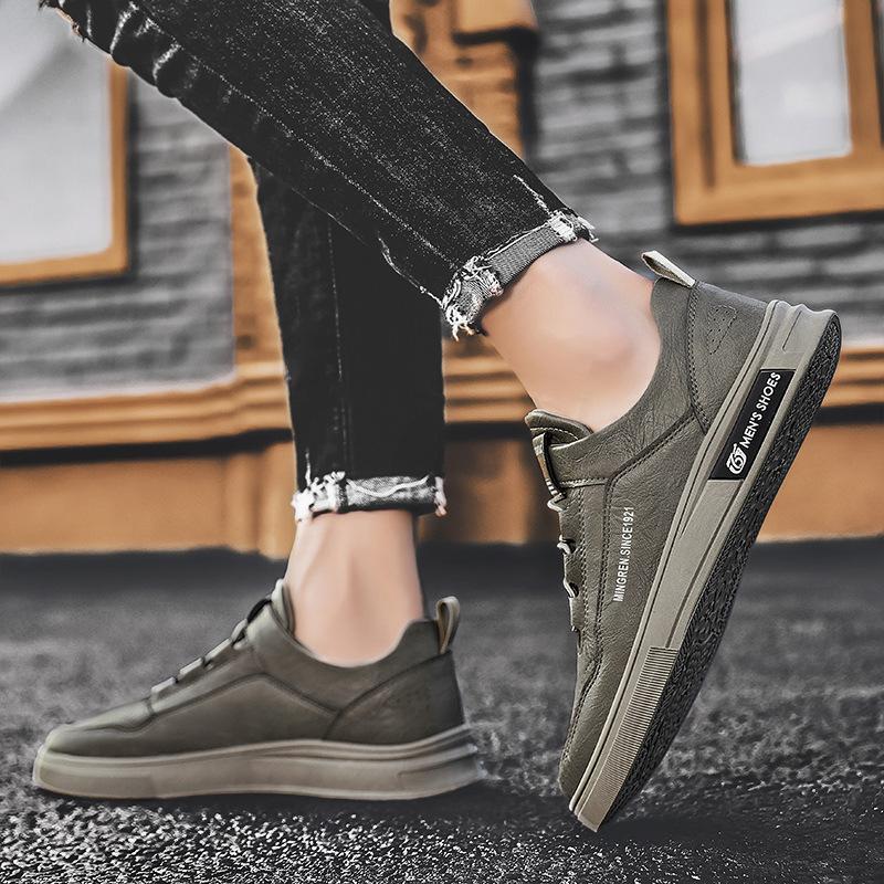 Shoes Autumn New Casual Sports Running Thick-soled Wear-resistant Leather Waterproof Board Shoes