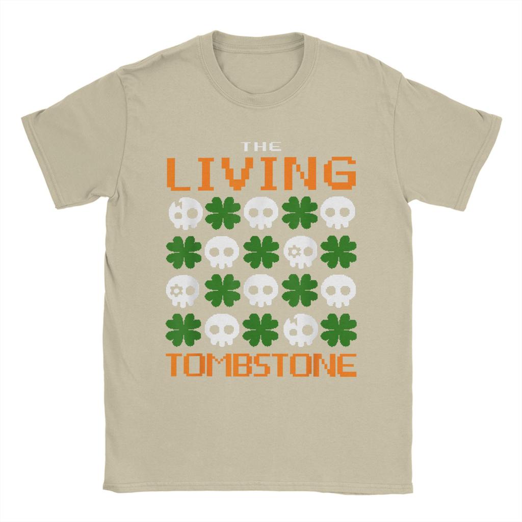 Herren The Living Tombstone St. Patrick's Totenköpfe T-Shirts Rock 100% Baumwolle Oberteile Lustige Kurzarm Rundhals T-Shirts Sommer T-Shirts