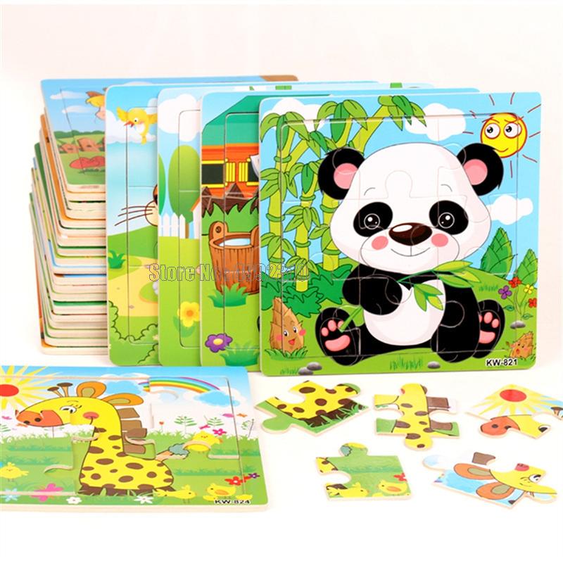 9pcs Wooden Puzzle Cognition Animals And Vehicles Jigsaw Kindergarten Educational Toys Kids Wood Toy Gift