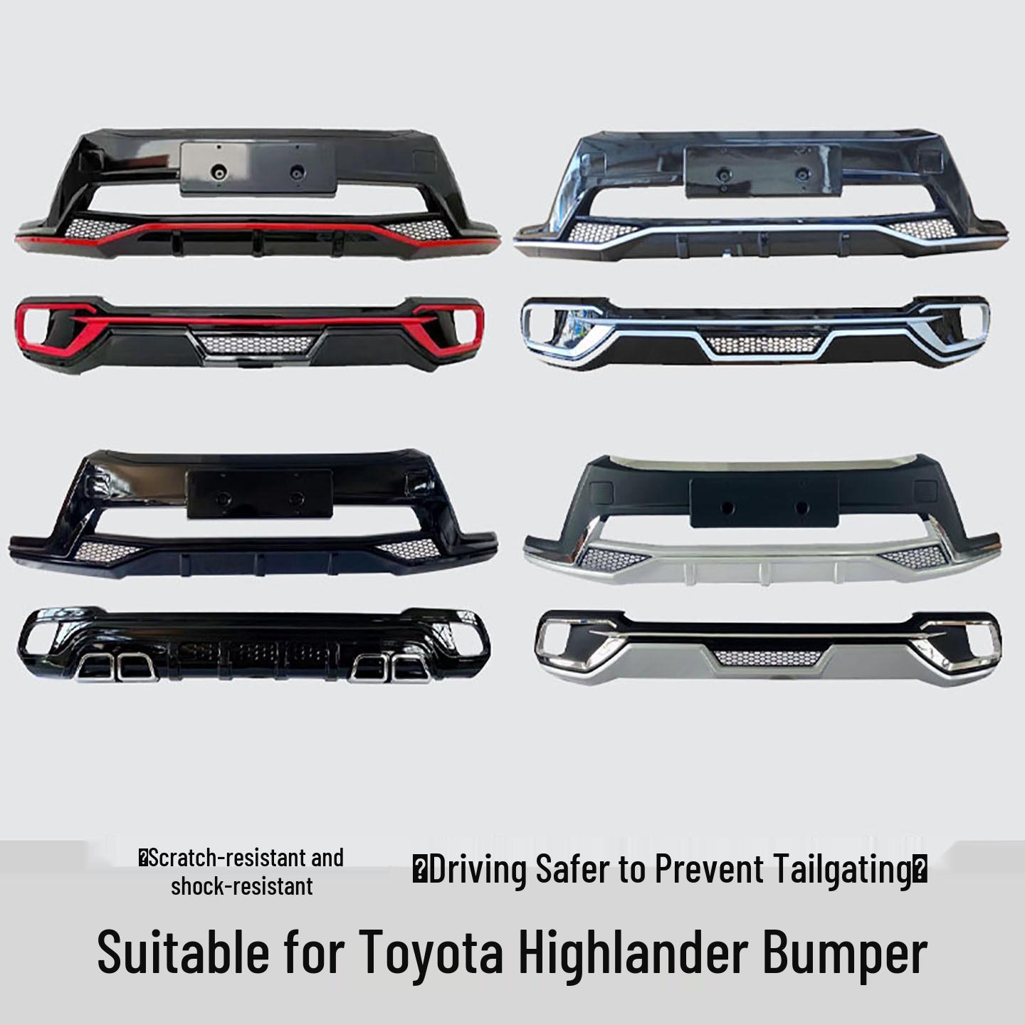 15-17 Highlander Black Front & Rear Bumper Guard Kit Rear Guard – Silver