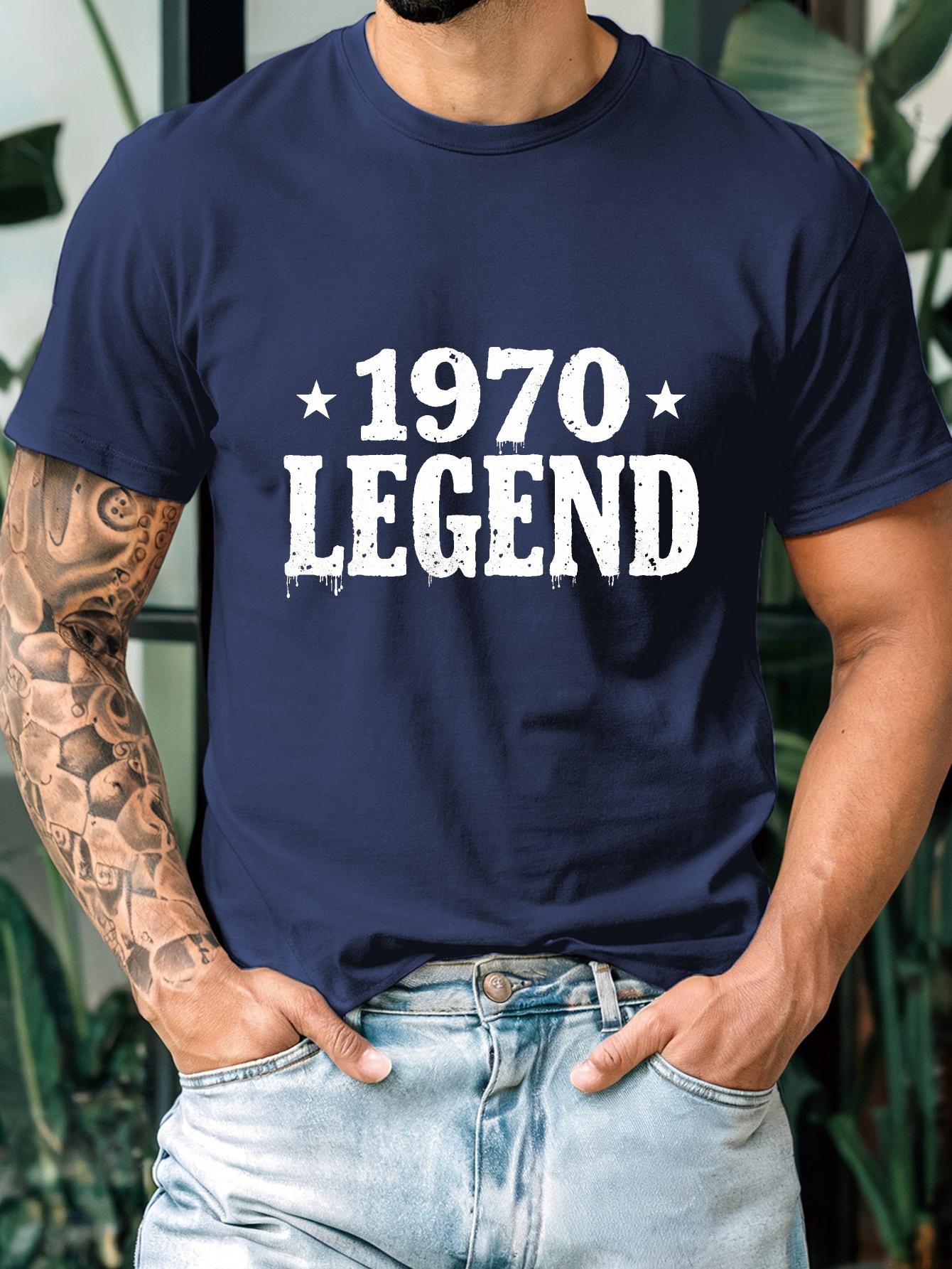 1970 Legend Graphic T-shirt - Black Print with Stars L