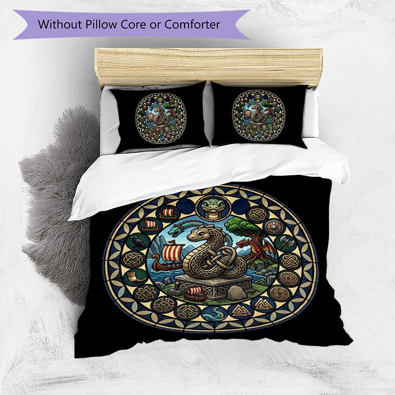 Mythology Symbols Pattern Bedding,Quilt Set Quilt Cover Pillowcase Home Birthday Gift (1*duvet Cover+2*pillowcase,without Core)