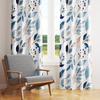 2Pc Blue And White Watercolor Leaf Pattern Curtains, Polyester Fabric, Machine Washable, Suitable For Bedroom And Living Room