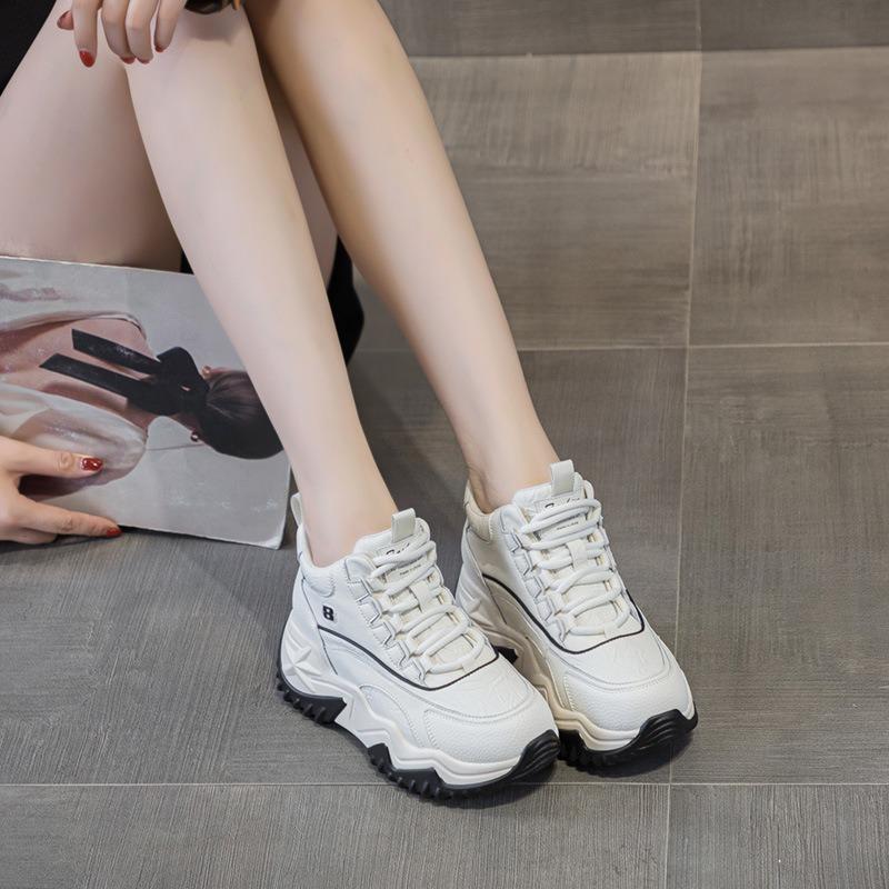 9906 leather high-top shoes new versatile spring and autumn platform sports casual black retro shoes