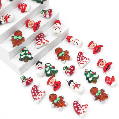Perles de dessin animé peintes à la main, série de noël, glaçure colorée, pour la fabrication de bijoux, décoration de charme DIY, 1 pièce