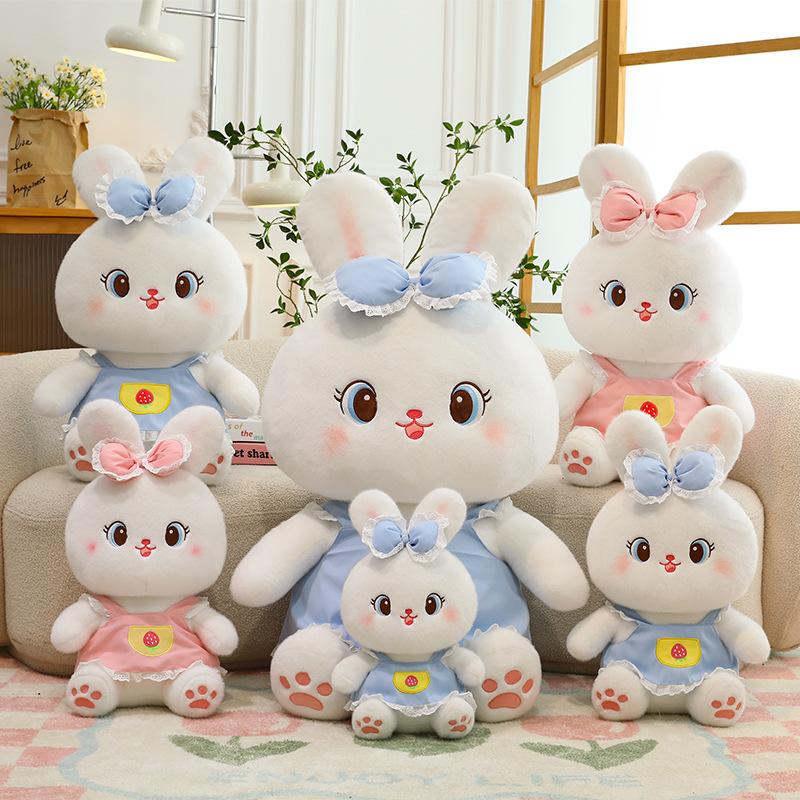 New Strawberry Skirt Rabbit Plush Toy Cute Couple Bunny Doll Doll Large Size Rabbit Doll Pillow Gift
