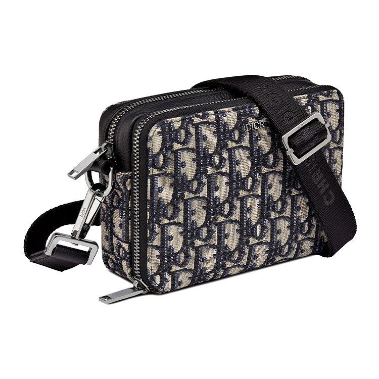 Dior Borsa a tracolla con monogramma ricamato classico obliquo Borsa a pochette in tessuto tecnico Borse da uomo Nero 2OBBC119YSE-H05E
