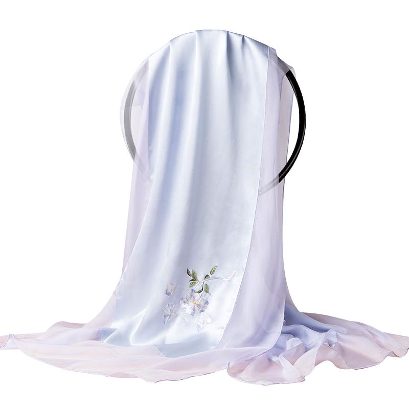 

Zhijinlou Hand-Embroidered Su Embroidery Mulberry Silk Scarf & Shawl