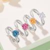 Fashion 6.5MM Moissanite Colorful Diamond 18K Gold Ring for Women Wedding Engagement Gift 925 Sterling Silver Jewelry