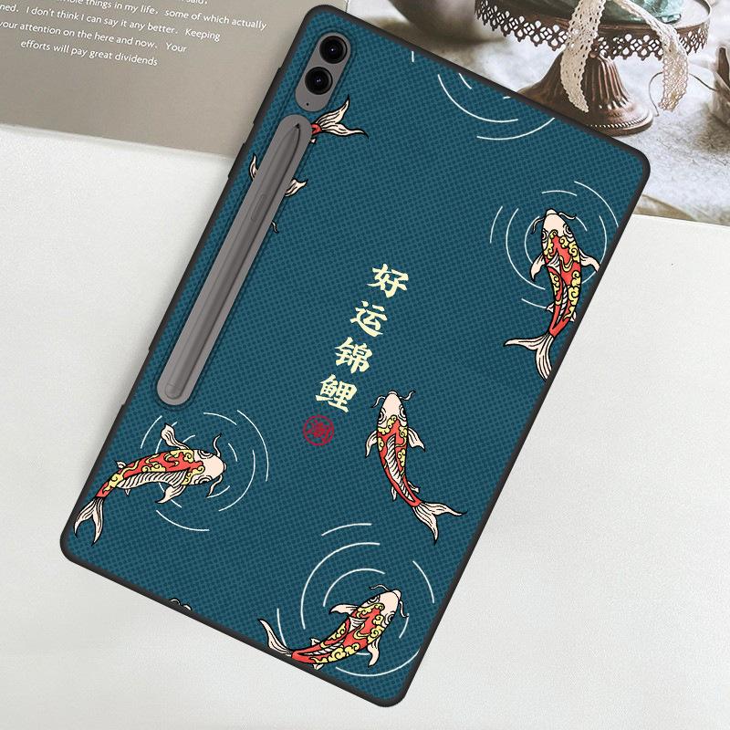 

Чехол для планшета Samsung Galaxy Tab S9 FE+ S8 Ultra Carbon Fiber, чехол для планшета в китайском стиле для Galaxy Tab S9 S8 A9 Plus, мягкий силиконовый матовый протектор For Galaxy Tab S9 FE