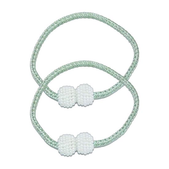 1 Pair Magnetic Curtain Tiebacks, Woven Rope Beaded Curtain Holders, Decorative Drapery Holdbacks for Living Room Bedroom M