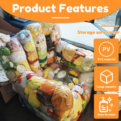 150/180L Transparent Children Plush Toys Storage Chair Cover Bean Bag With Zipper Waterproof Capacity Large Doll Storage Bags