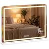 Miroir de maquillage lumineux 80x60cm, miroir de coiffeuse LED dimmable, lumière RGB, 3 températures de couleur, blanc