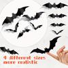 120pcs Bat Halloween Room Decor 4 Different Sizes Realistic Waterproof Black Scary Bat Sticker Home Decor Wall Decal Indoor Hallowmas Party Supplies