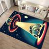 Vintage UFO Alien Abduction Scene Carpet with Retro Car Design Suitable for Use As an Anti-slip for Living Room Bedroom Sofas