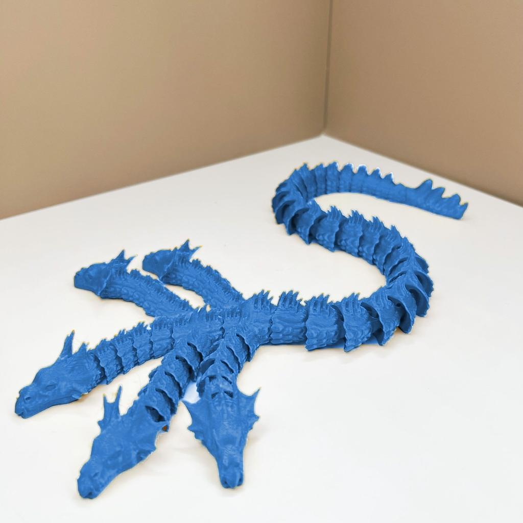 3D Printed Five-Headed Snake Dragon Ornament - Integrated Joint Movable Decoration For Home And Office