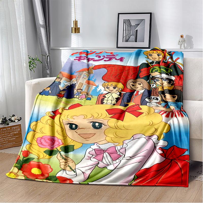 Candy Candy 29 Styl Nowy Retro Kreskówkowa Dziewczyna Anime Miękki Pluszowy Koc, Flanelowy Koc Narzuta do Salonu Sypialni Sofa Prezent dla Dziecka