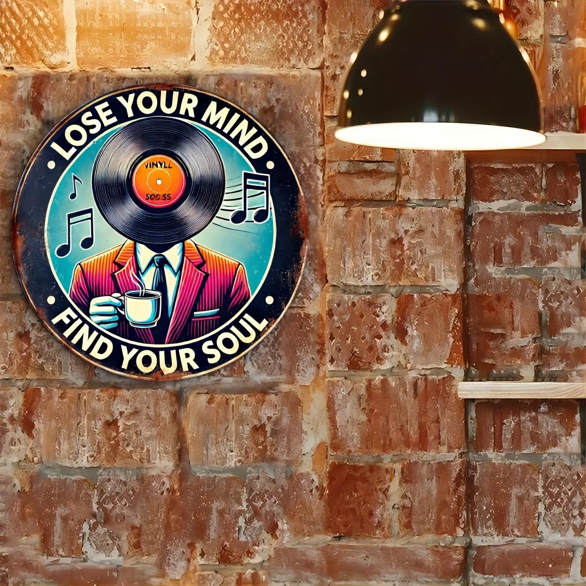 Vintage Vinyl Coffee Music Aluminum Sign Lose Your Mind Find Your Soul Wall Art for Home Cafe Bar Decor 20x30cm(7.8x11.8inch)