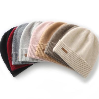 Women's Cashmere Wool Knit Hat: Warm, Ear-Covering, Large Brim for Autumn & Winter